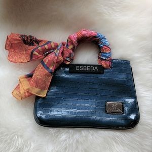Esbeda Embossed Turquoise Blue Bag